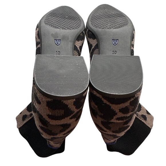 Rothys Classic Cool Cat Leopard Brown Black Print Knit Ankle Boots Size 10 - Picture 7 of 9